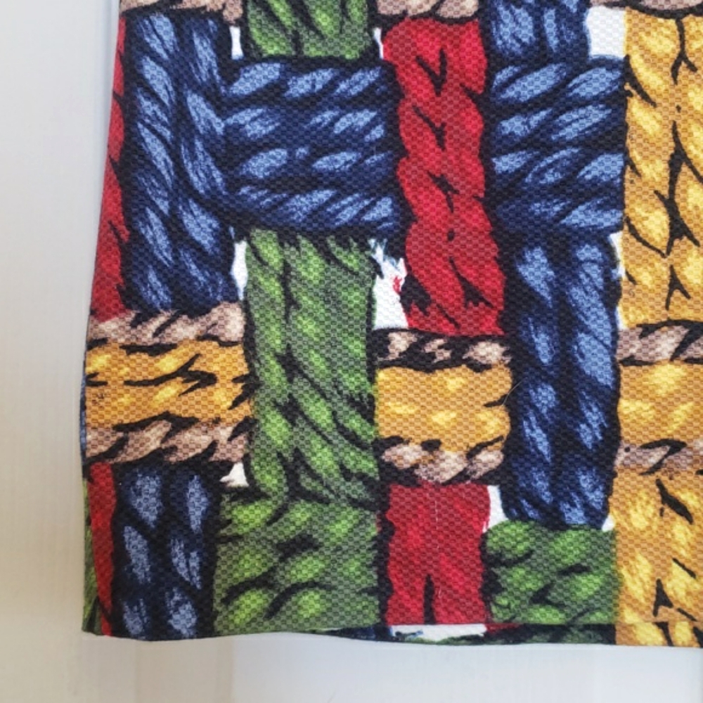 TALBOTS Rope Plaid Pencil Skirt Basketweave Colorful Preppy Office Midi Size 12 - Picture 5 of 9